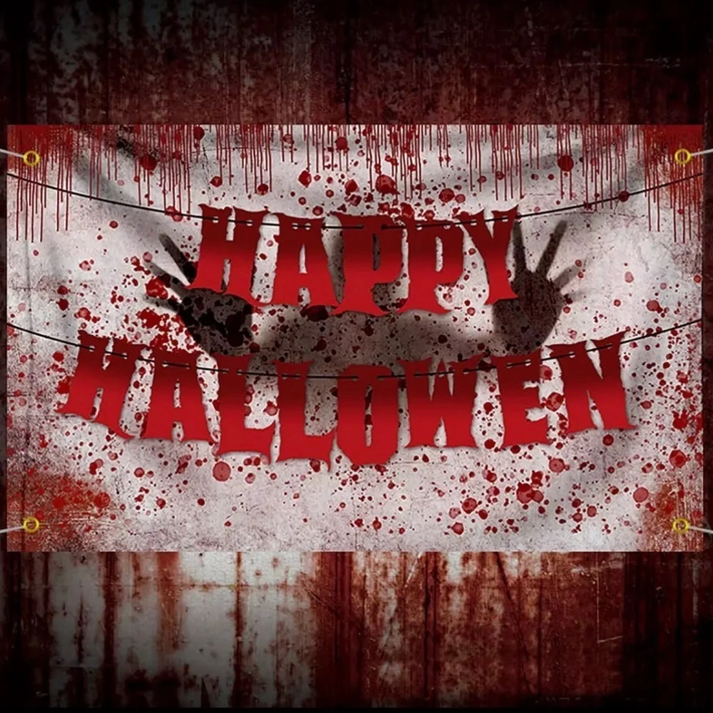 Bloody Halloween Banner Haunted House Wall Decoration Zombie Horror Party
